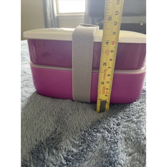 Lunch Box Microwave Purple Food Storage Portable Bento Box W/Silverware - Picture 10 of 10